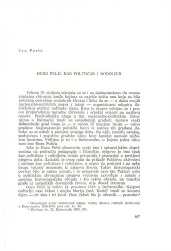 Đuro Pulić kao političar i rodoljub / Ivo Perić