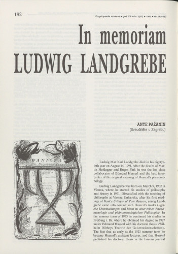 In memoriam Ludwig Landgrebe / Ante Pažanin