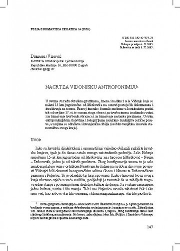 Nacrt za vidonjsku antroponimiju / Domagoj Vidović