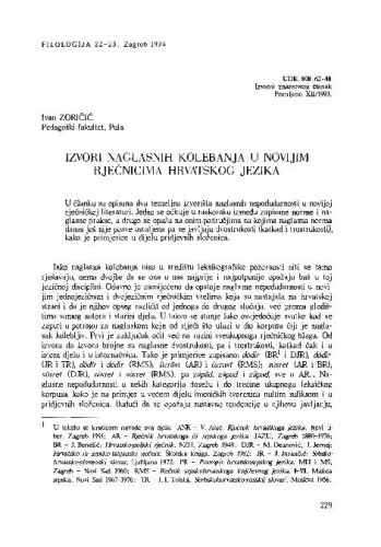 Izvori naglasnih kolebanja u novijim rječnicima hrvatskog jezika / Ivan Zoričić