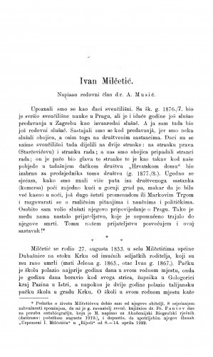 Ivan Milčetić : [nekrolog] / A. Musić