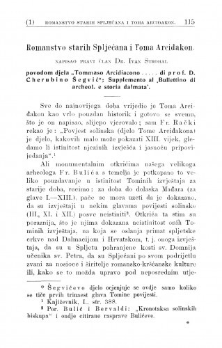 Romanstvo starih Spljećana i Toma Arciđakon / I. Strohal