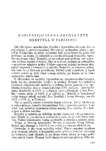O epitafiju Ivana Hrvoja i Eve Dreffel u Plešivici / Marijana Schneider