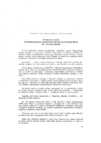 Pozdravna riječ potpredsjednice Skupštine općine Slavonski Brod dr. Ljiljane Marin