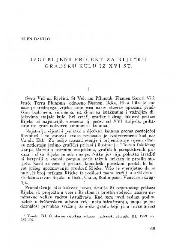 Izgubljeni projekt za riječku gradsku kulu iz XVI st. / Klen Danilo