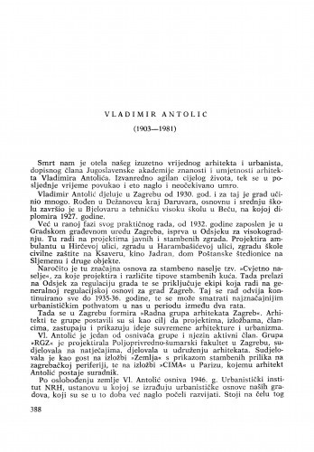 Vladimir Antolić (1903-1981) : [komemoracija i nekrolozi] / J. Seissel