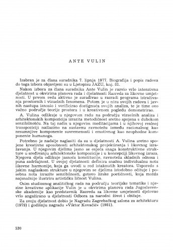 Ante Vulin : [biografije novih članova Akademije]