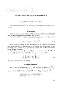 An interesting inequality at the 1995 I.M.O / J. Pečarić, J. van der Hoek