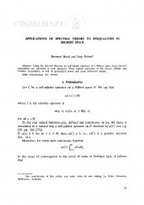 Applications of spectral theory to inequalities in Hilbert space / B. Mond, J. Pečarić