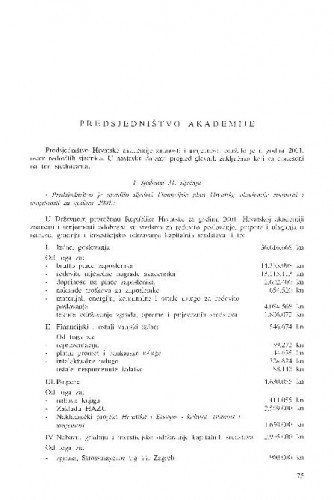 Izvješće o radu Hrvatske akademije znanosti i umjetnosti u godini 2001.