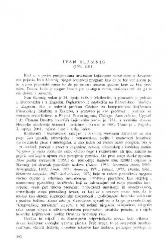 Ivan Slamnig (1930.-2001.) / Dubravko Jelčić