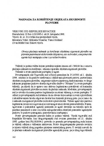 Naknada za korištenje objekata sigurnosti plovidbe : [prikaz presude] / Vesna Skorupan