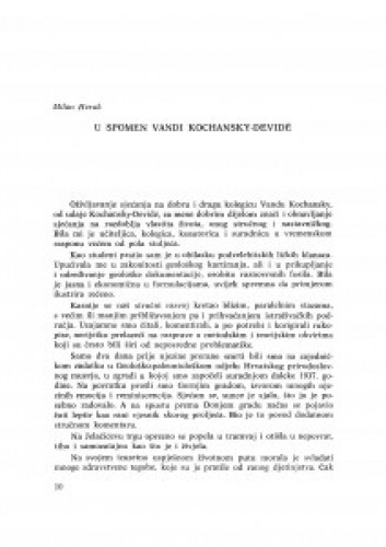 U spomen Vandi Kochansky-Devidé