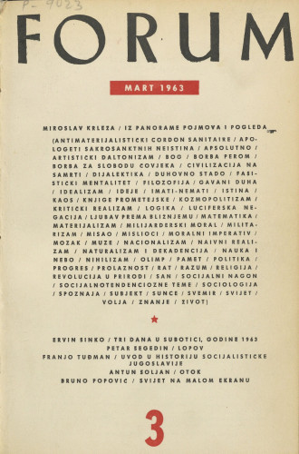 God. 2(1963), knj. 3, br. 3 / glavni i odgovorni urednik Marijan Matković