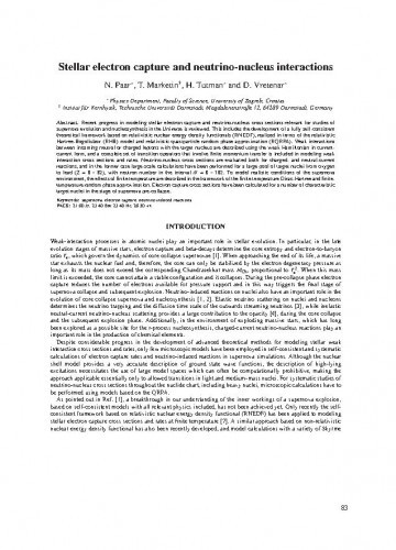 Stellar electron capture and neutrino-nucleus interactions / N. Paar, T. Marketin, H. Tutman, D. Vretenar
