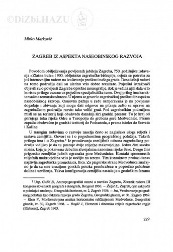 Zagreb iz aspekta naseobenog razvoja / Mirko Marković