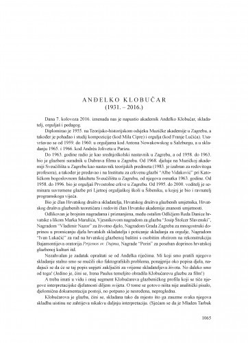 Anđelko Klobučar (1931.-2016.) : [nekrolog] / Nikša Gligo