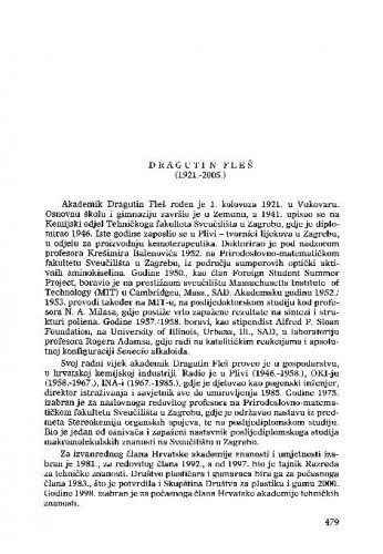 Dragutin Fleš (1921.-2005.) : [nekrolog] / Sibila Jelaska