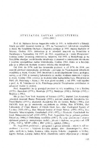 Stylianos Savvas Augustithis (1931.-2001.) : [in memoriam] / Ivan Jurković