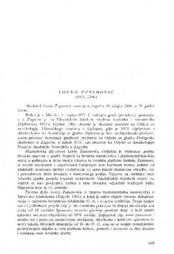 Lovro Županović (1925.-2004.) : [nekrolog] / Koraljka Kos
