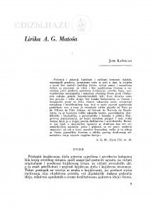 Lirika A. G. Matoša / J. Kaštelan