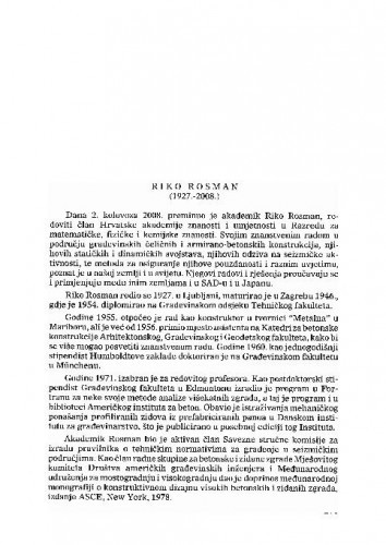 Riko Rosman (1927.-2008.) : [nekrolog] / Ksenofont Ilakovac