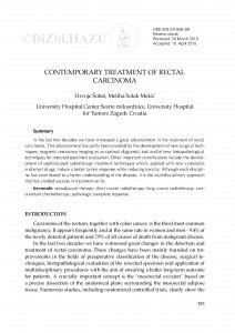Contemporary treatment of rectal carcinoma / Hrvoje Šobat, Meliha Solak Mekić