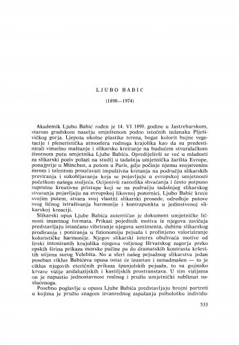 Ljubo Babić (1890-1974) : [nekrolozi] / A. Mohorovičić