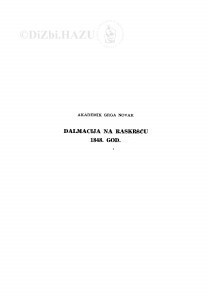 Dalmacija na raskršću 1848. god. / G. Novak