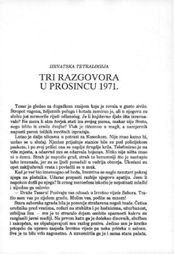 Tri razgovora u prosincu 1971 : Hrvatska tetralogija / Ivan Supek 