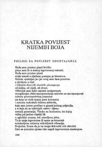Kratka povijest nijemih boja : [ciklus pjesama] / Branko Čegec 