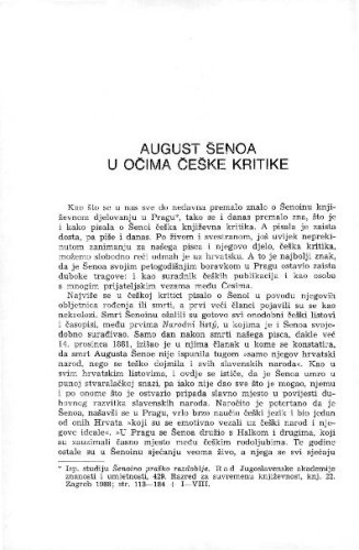August Šenoa u očima češke kritike / Miroslava Tušek