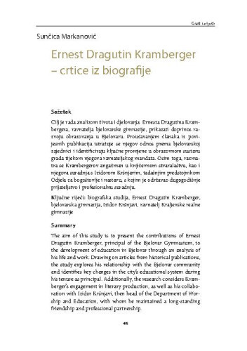 Ernest Dragutin Kramberger – crtice iz biografije / Sunčica Markanović
