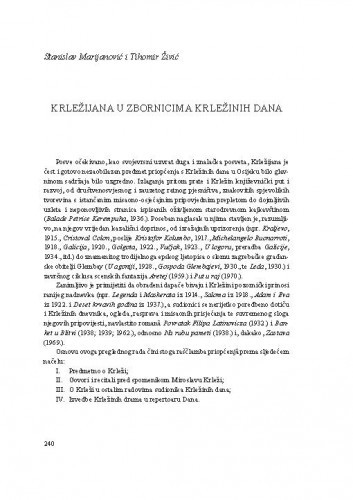 Krležijana u zbornicima Krležinih dana / Stanislav Marijanović, Tihomir Živić