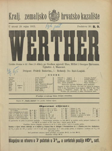 Werther : Lirska drama u tri čina (4 slike)