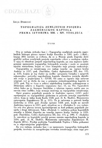Topografija zemljišnih posjeda zagrebačkog kaptola prema izvorima XIII. i XIV. stoljeća / L. Dobronić