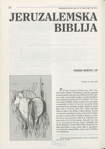 Jeruzalemska Biblija / Pierre Benoit ; [s engleskoga preveo Zvonimir Izidor Herman]