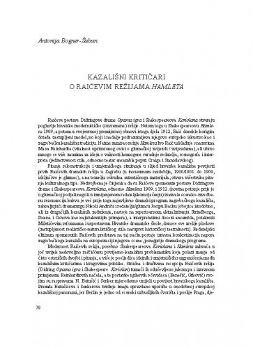 Kazališni kritičari o Raićevim režijama Hamleta / Antonija Bogner-Šaban