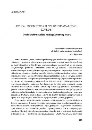 Etika i kozmetika u društvokazališnoj izvedbi : okvir društva za sliku novijega hrvatskog teatra / Zlatko Sviben