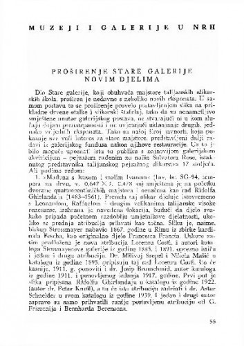 Proširenje Stare galerije novim djelima / Vinko Zlamalik