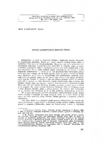 Govor Lanosovićeva rodnog kraja / Mijo Lončarić