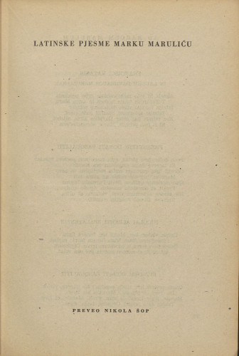 Latinske pjesme Marku Maruliću / Fran Božićević, Donat Paskvalić, Nikola Alberti ; preveo Nikola Šop