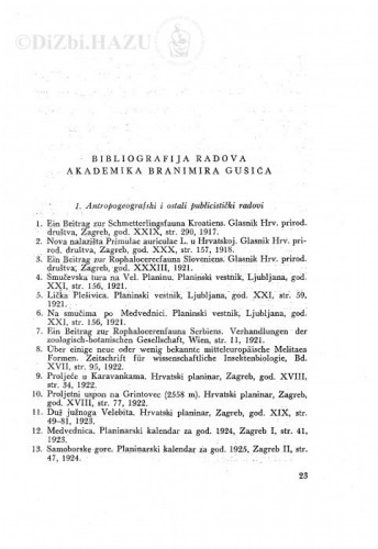 Bibliografija radova akademika Branimira Gušića