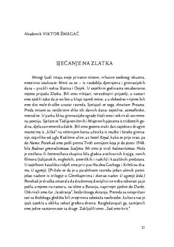 Sjećanje na Zlatka / Viktor Žmegač