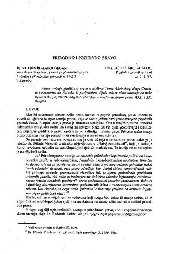 Prirodno i pozitivno pravo / Vladimir-Đuro Degan