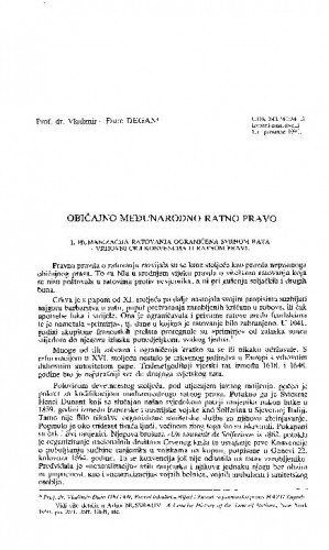Običajno međunarodno ratno pravo / Vladimir-Đuro Degan
