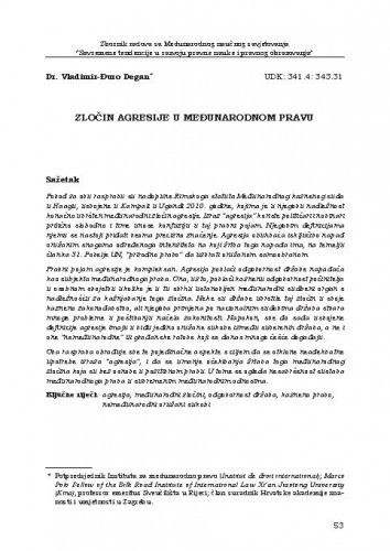 Zločin agresije u međunarodnom pravu / Vladimir-Đuro Degan