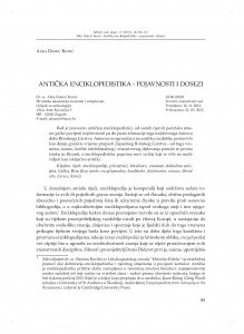 Antička enciklopedistika - pojavnosti i dosezi / Alka Domić Kunić