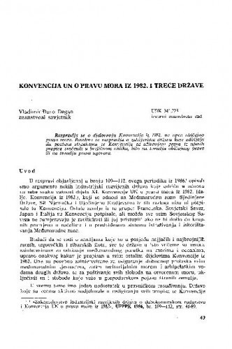 Konvencija UN o pravu mora iz 1982. i treće države / Vladimir-Đuro Degan