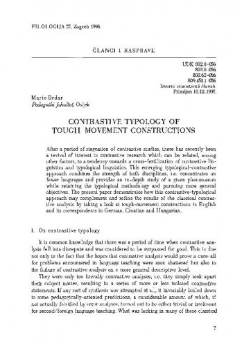 Contrastive typology of tough-movement constructions / Mario Brdar